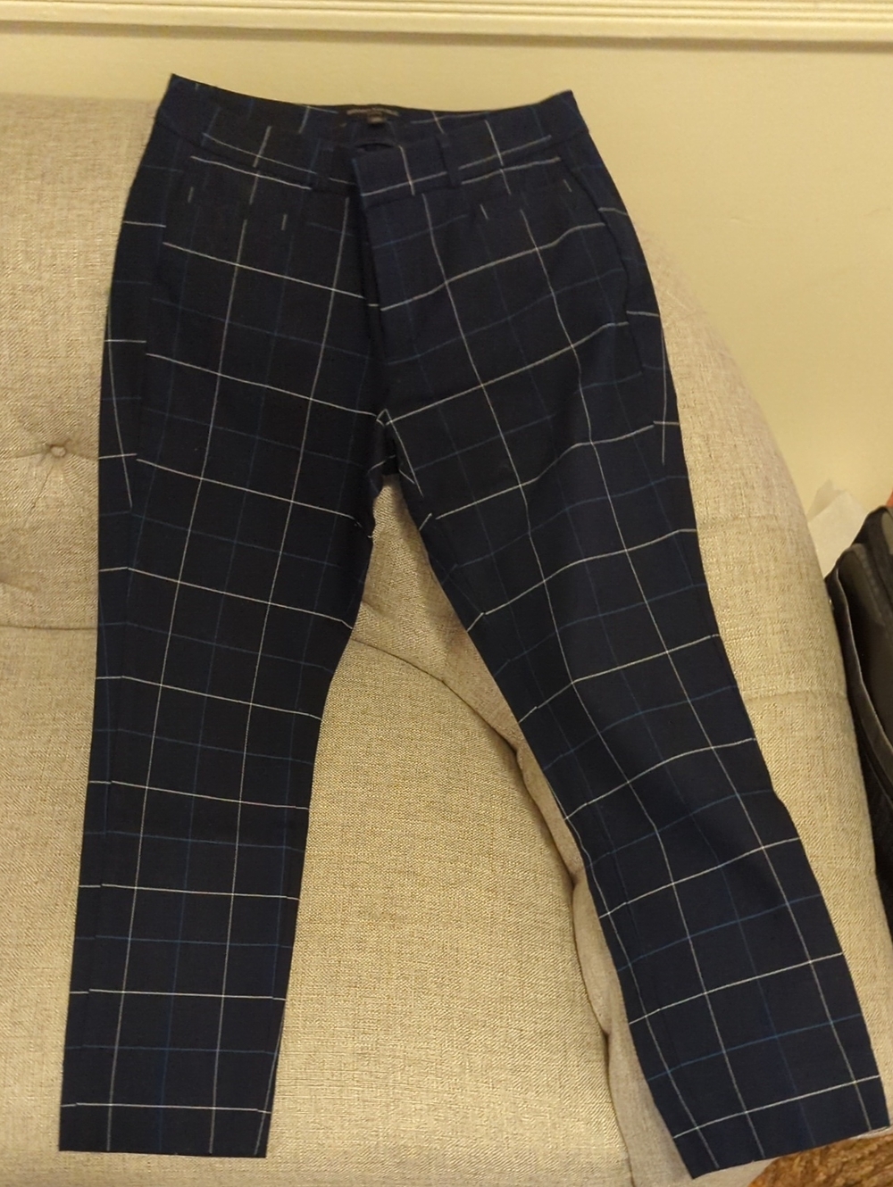 Banana Republic Women's Petite Sloan Navy Windowpane Dress Pants